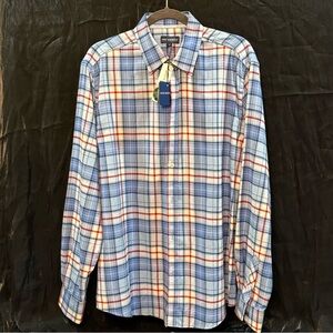2/$20 Stylish Blue and Red Plaid Button Down Shirt